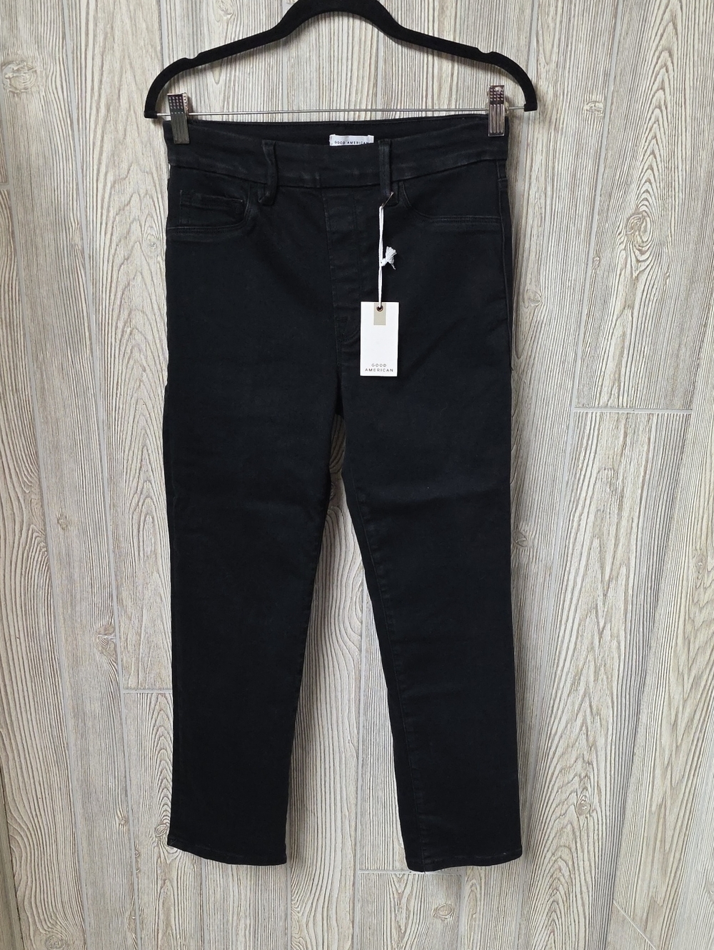 Good American Good Legs Straight Black Wash Jeans Womens Size Large NWT